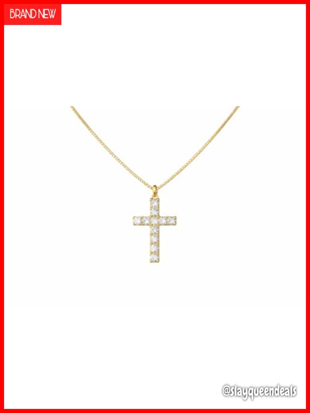 14K Gold Cross Necklace Small Diamond Pendant Charm Necklace